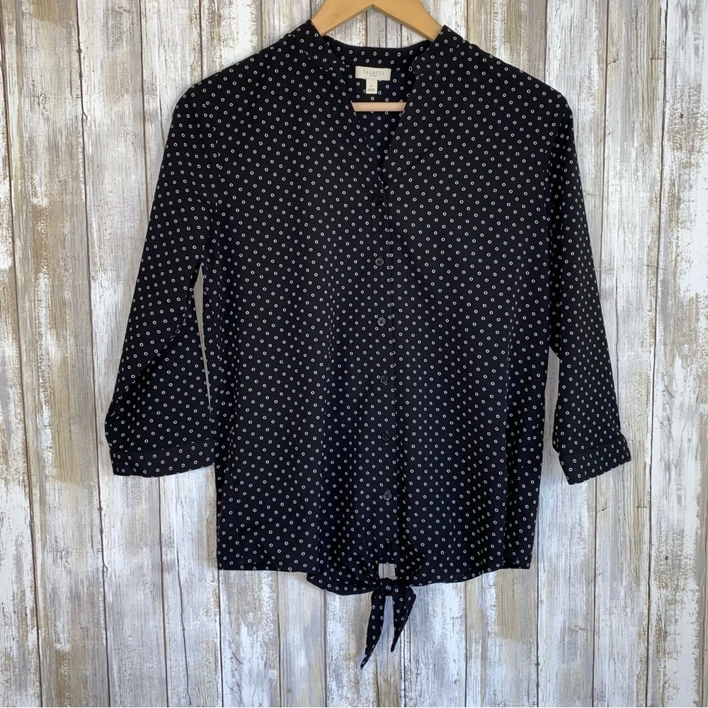 Talbots Black Dot Button Down